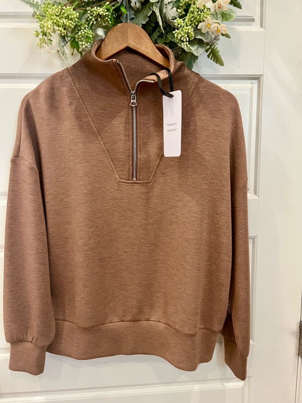 Varley Hawley Half Zip Sweat Golden Bronze Marl - Athleisure - New With Tags -